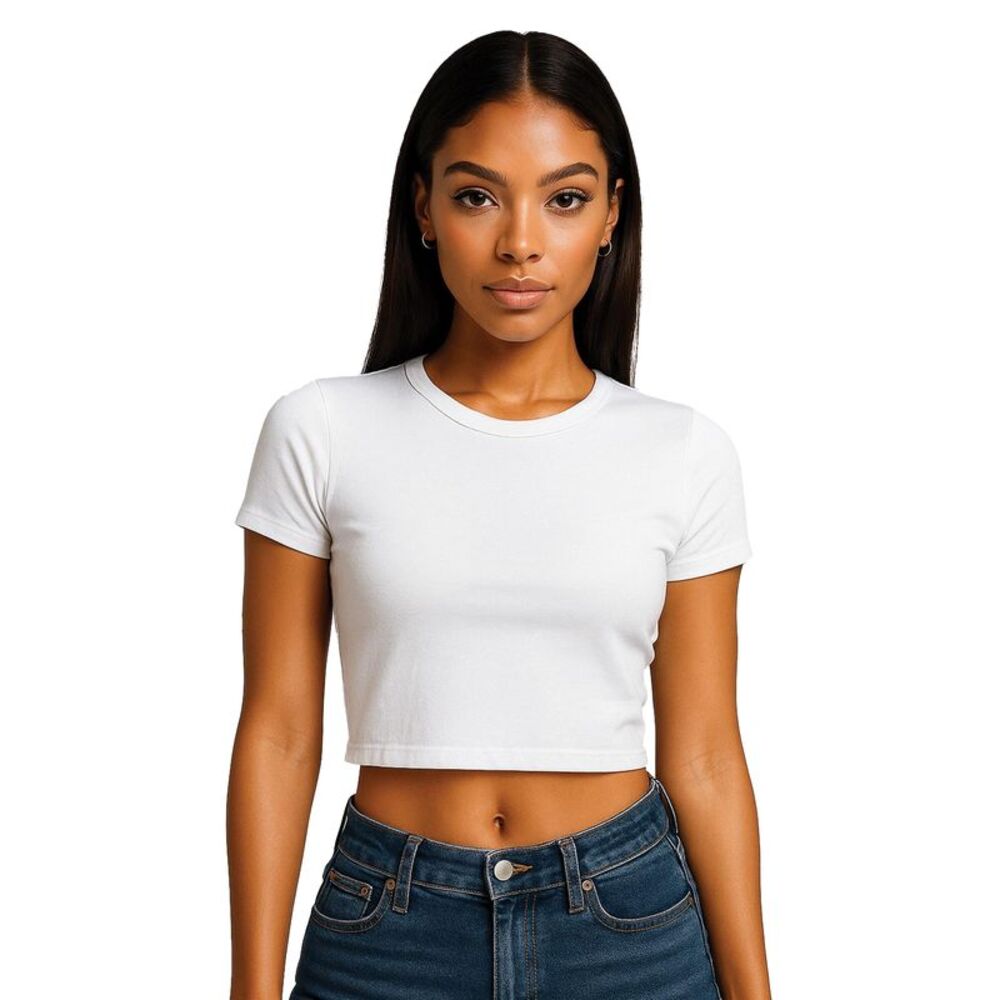 Casual Classics Womens/Ladies Combed Cotton Crop T-Shirt / White